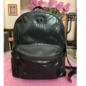 SOLD 🥰🥰🥰 MCM Quilted Embossed Bionic Black Leather Backpack